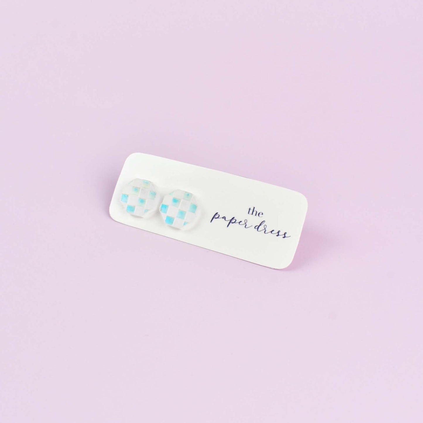 CHECKER OCTAGON STUD EARRINGS