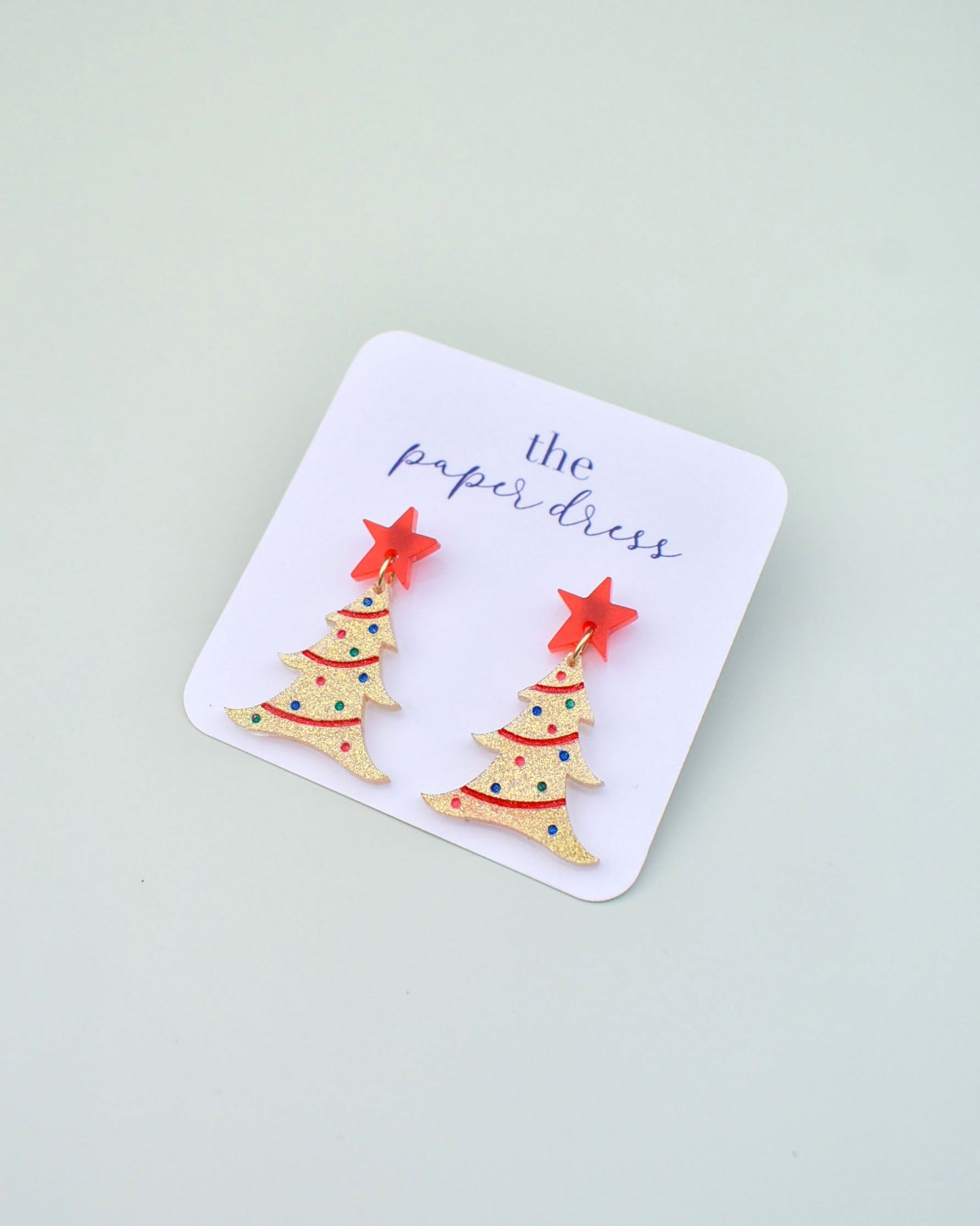 MINI CHRISTMAS TREE DANGLE EARRINGS