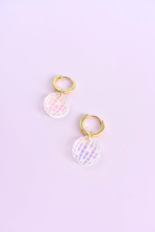 DISCO BALL CHARM HOOPS