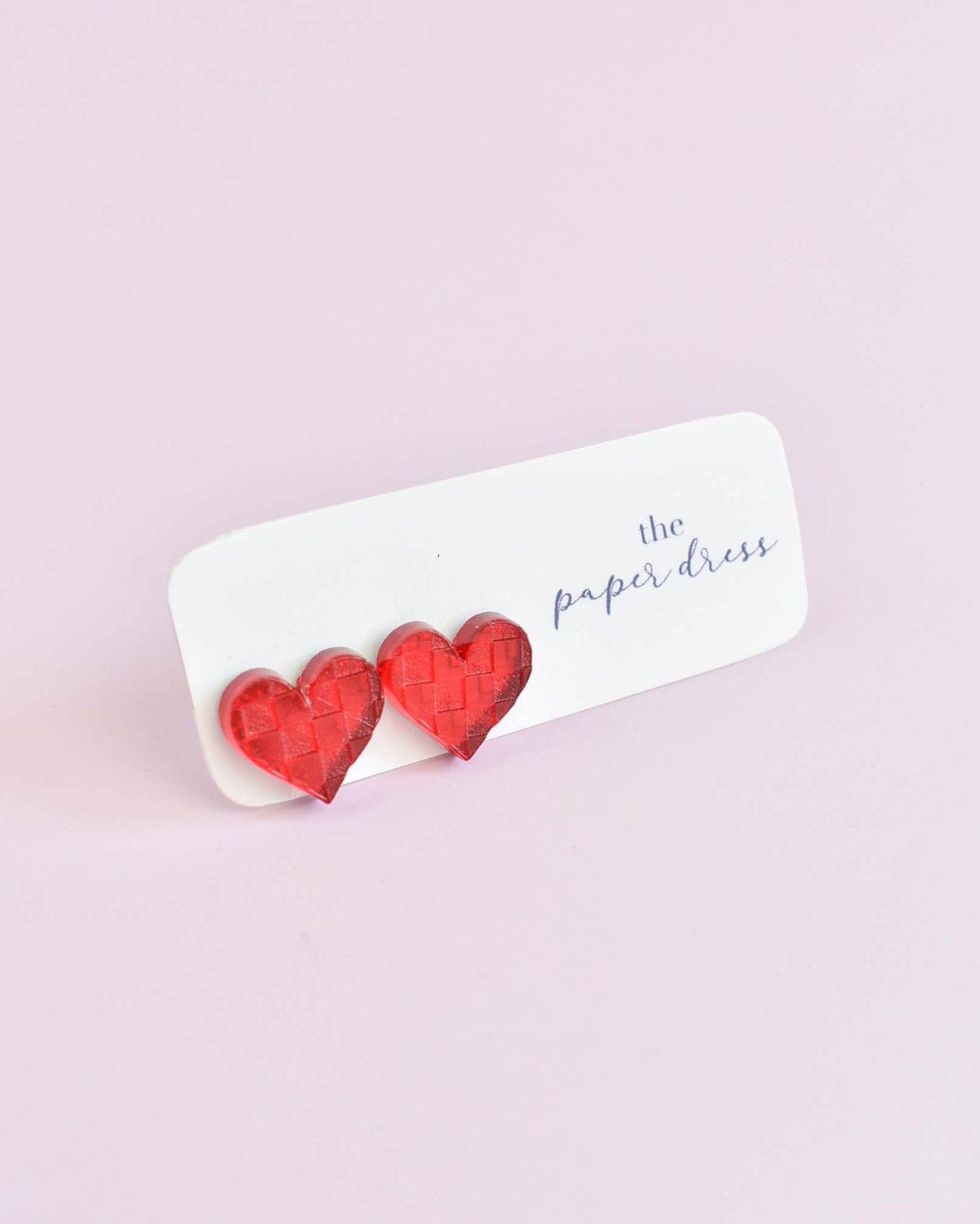 HEART CHECKER STUD EARRINGS