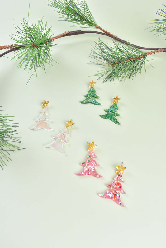 CHRISTMAS TREE DANGLE EARRINGS