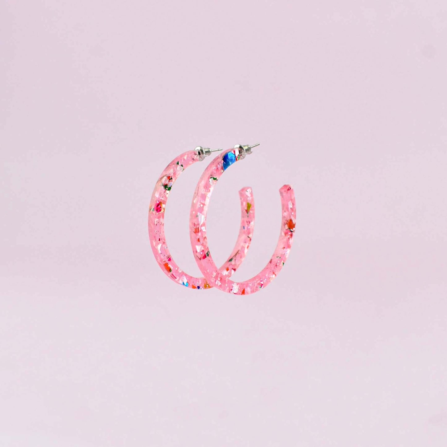 PINK CONFETTI HOOP EARRINGS