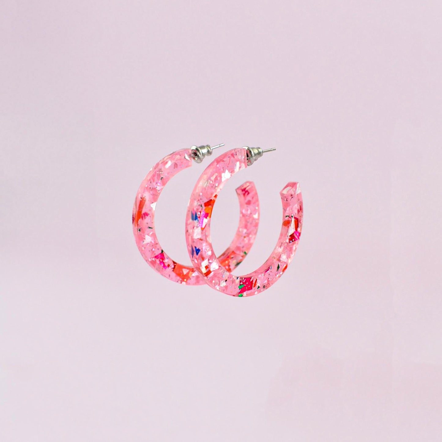 PINK CONFETTI HOOP EARRINGS