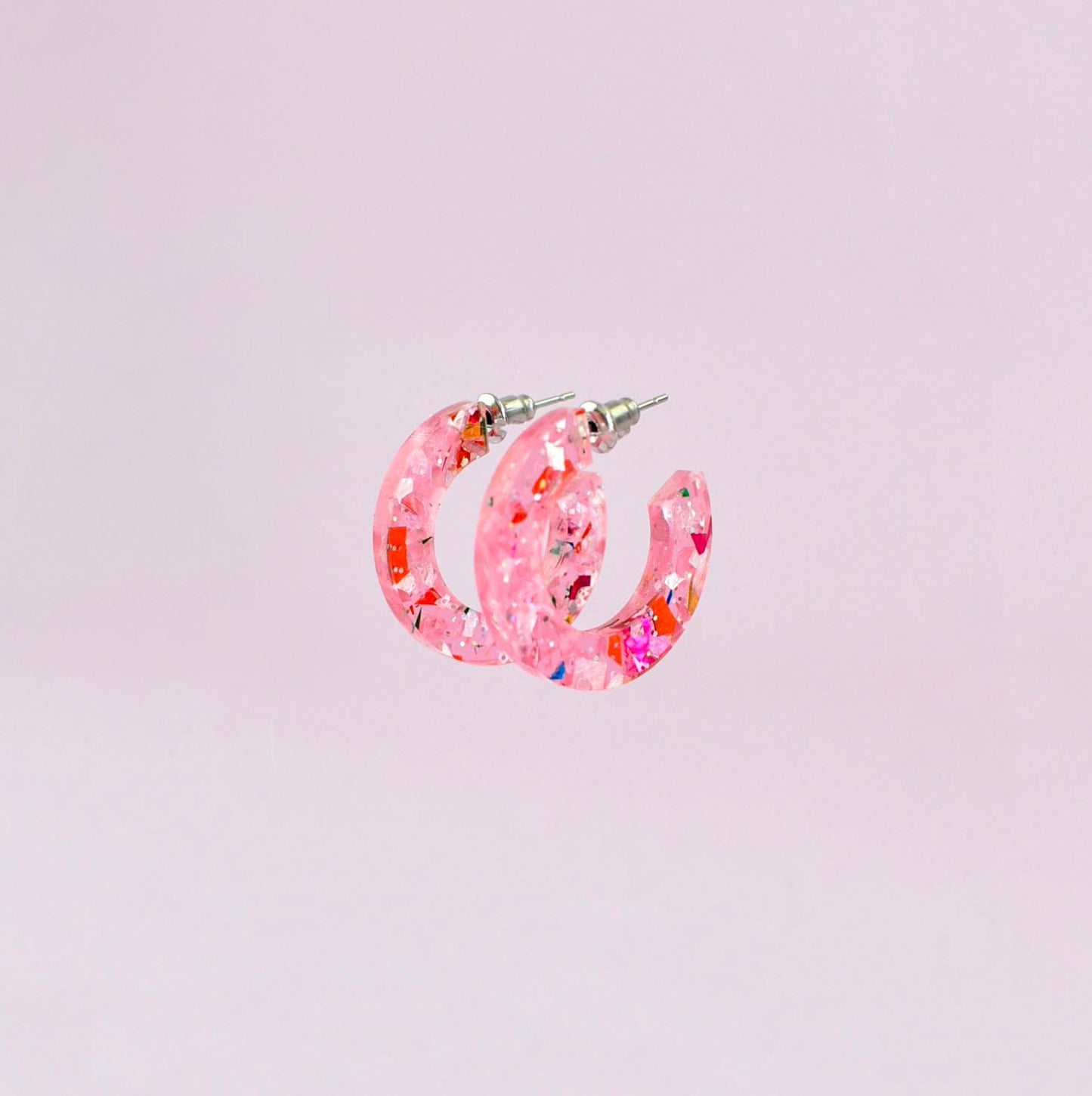 PINK CONFETTI HOOP EARRINGS