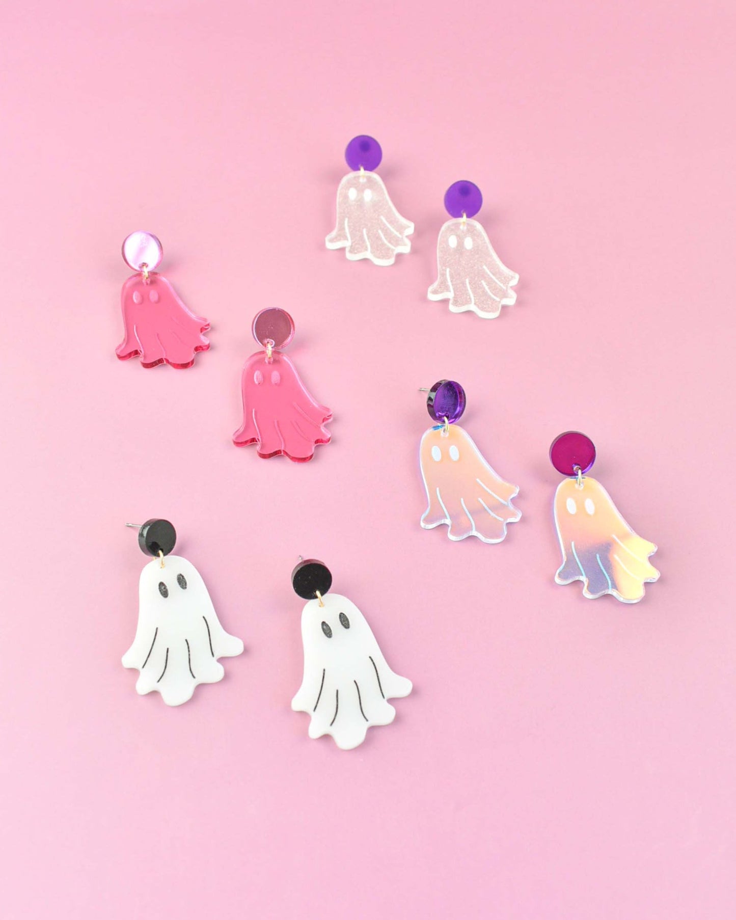 Colorful ghost-shaped dangle earrings
