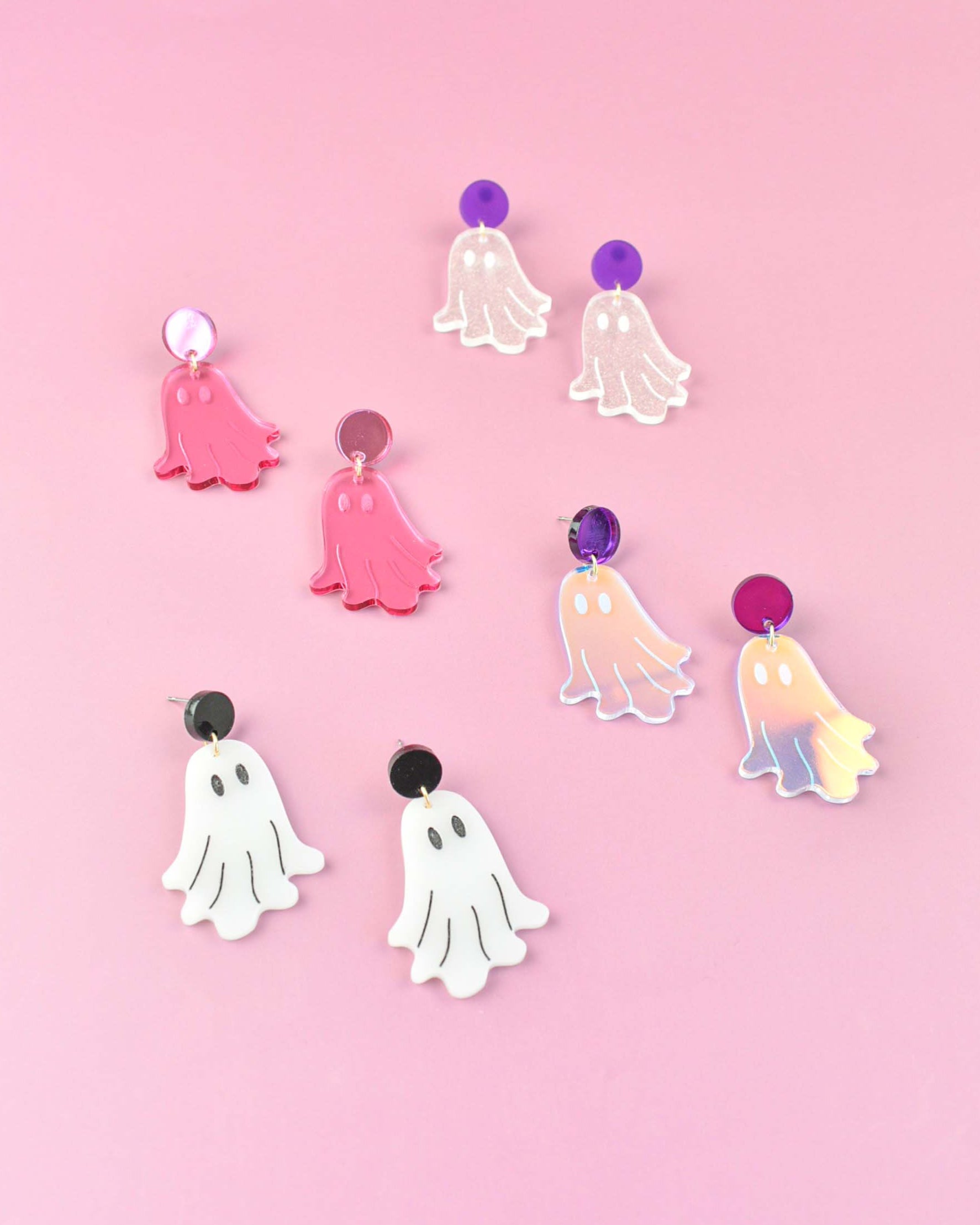 Colorful ghost-shaped dangle earrings
