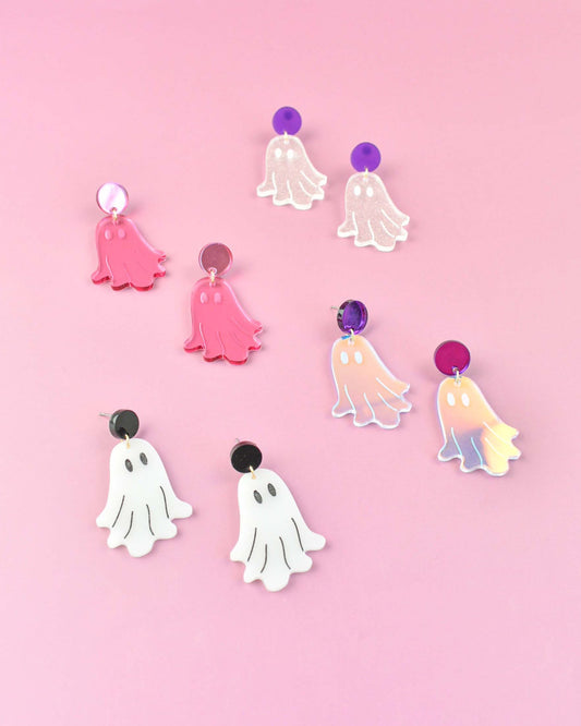 Colorful ghost-shaped dangle earrings
