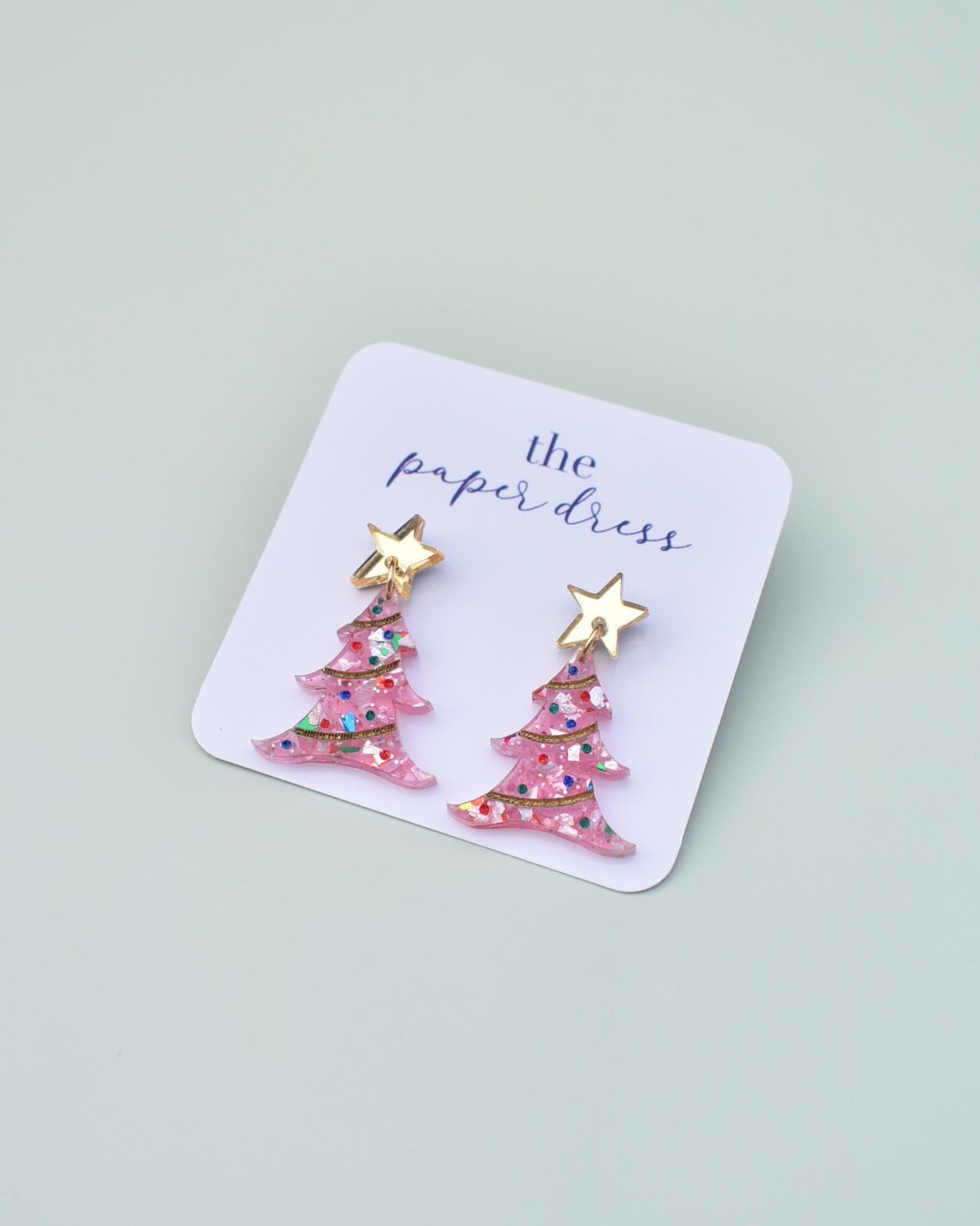MINI CHRISTMAS TREE DANGLE EARRINGS