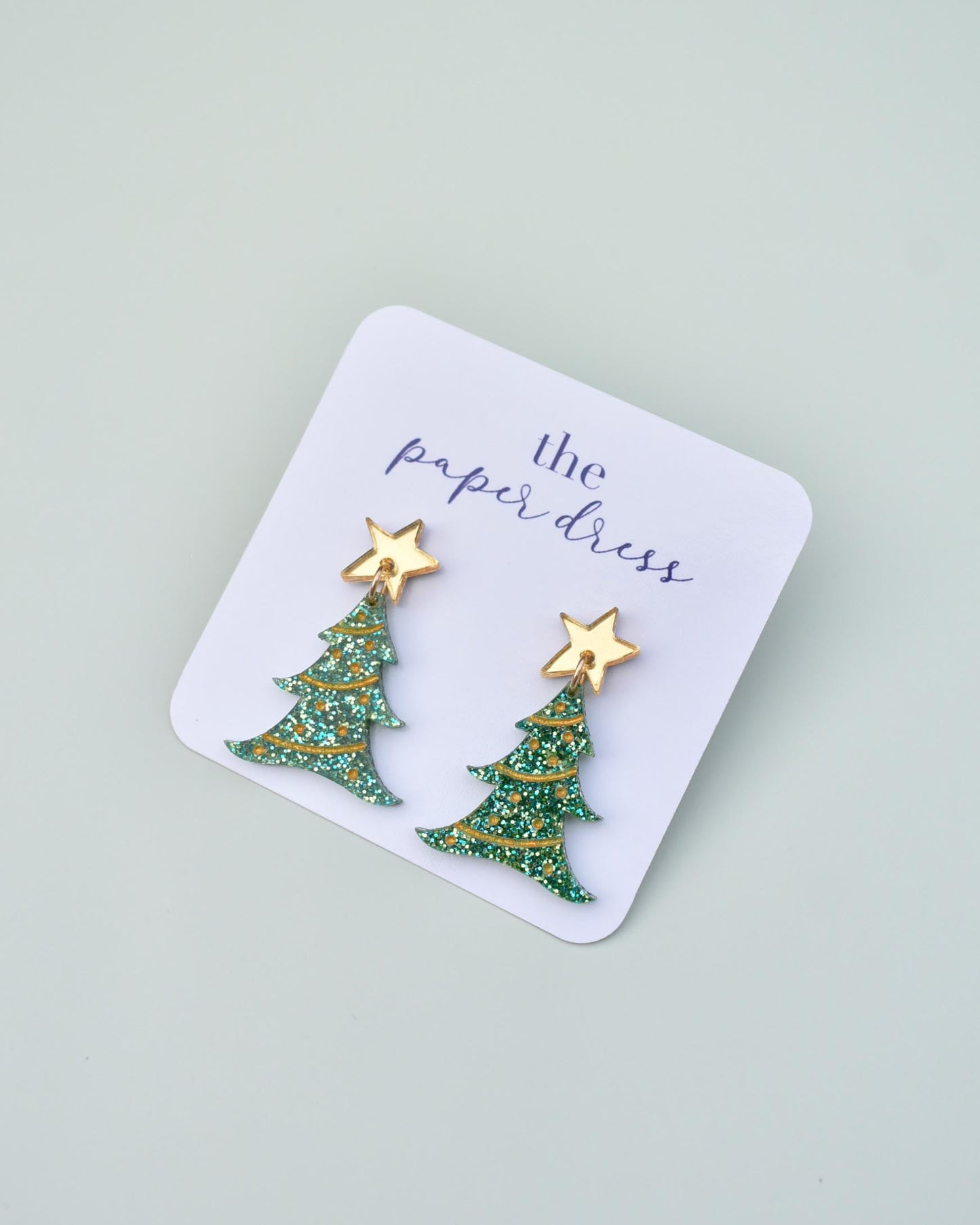 MINI CHRISTMAS TREE DANGLE EARRINGS
