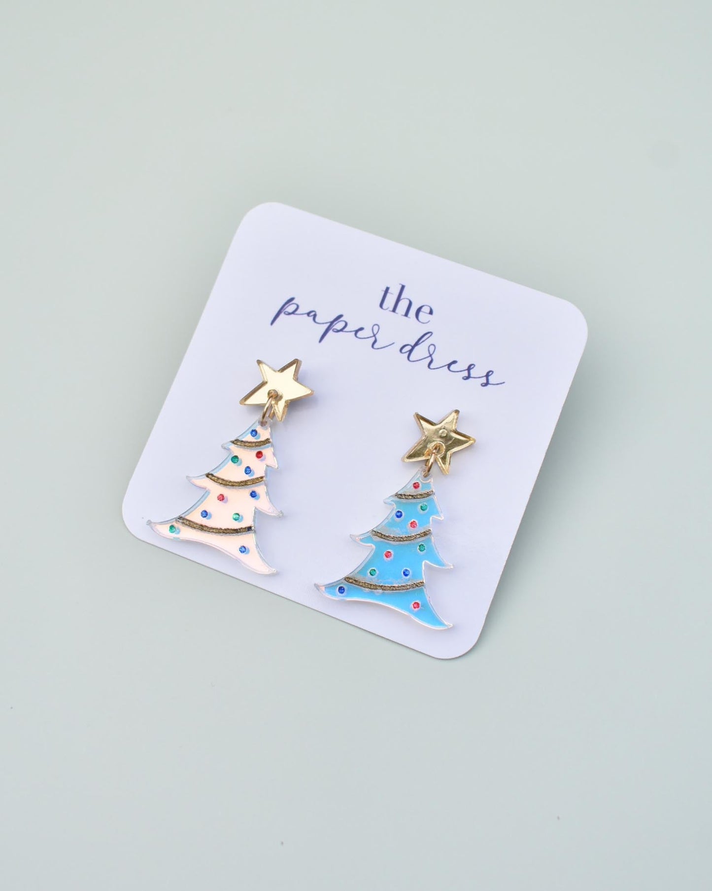 MINI CHRISTMAS TREE DANGLE EARRINGS