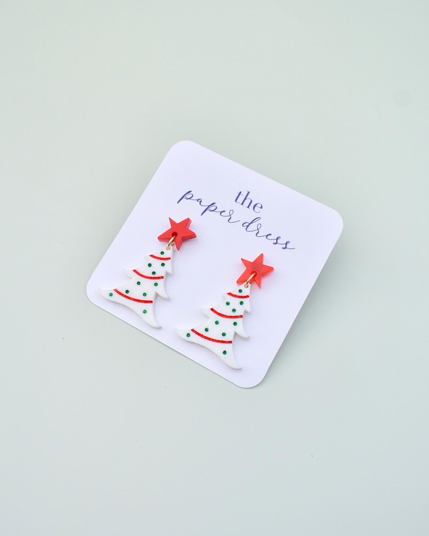 MINI CHRISTMAS TREE DANGLE EARRINGS