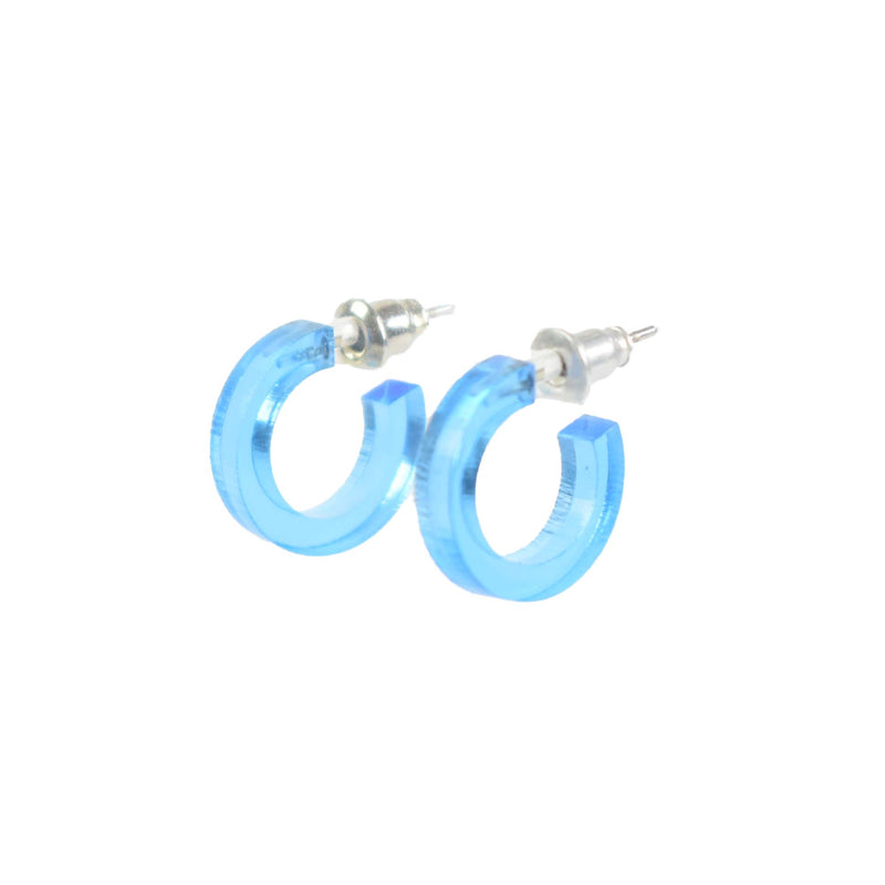 BLUE TRANSLUCENT HOOP EARRINGS