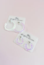 CHECKER IRIDESCENT HOOP EARRINGS