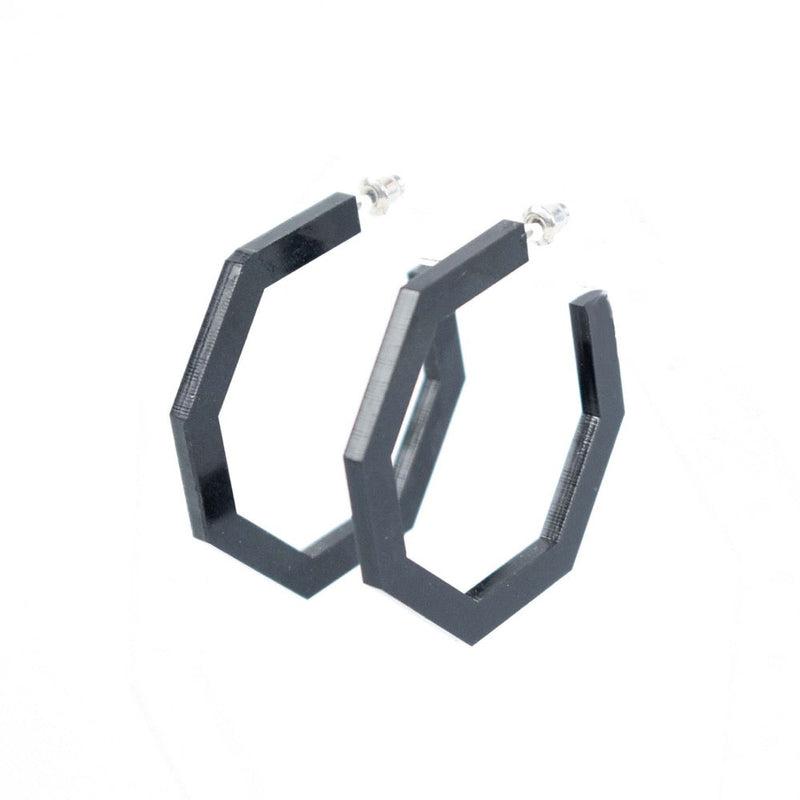 navy octagon earrings - light octagon hoops