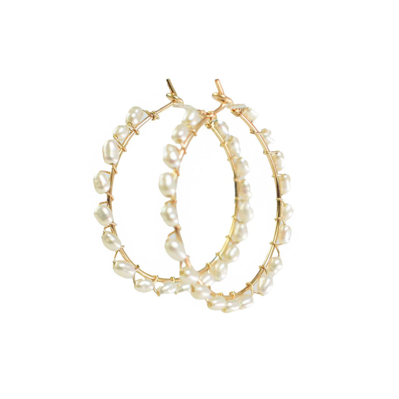 Pearl Gold Hoops