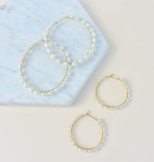 Pearl Gold Hoops