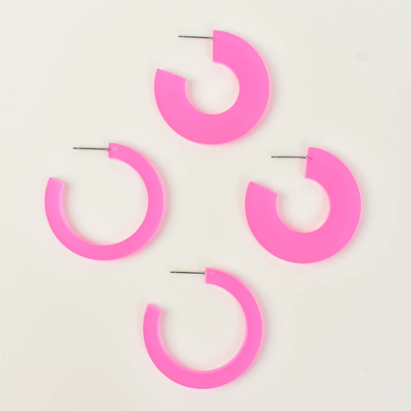 HOT PINK HOOP EARRINGS