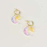 iridescent moon star huggie hoop earrings 