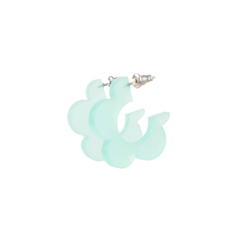 seafoam flower hoops - lightweight statement hoops